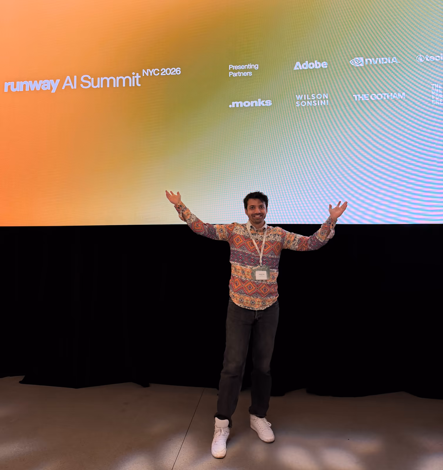 An Arbor team member on stage at the Runway AI Summit